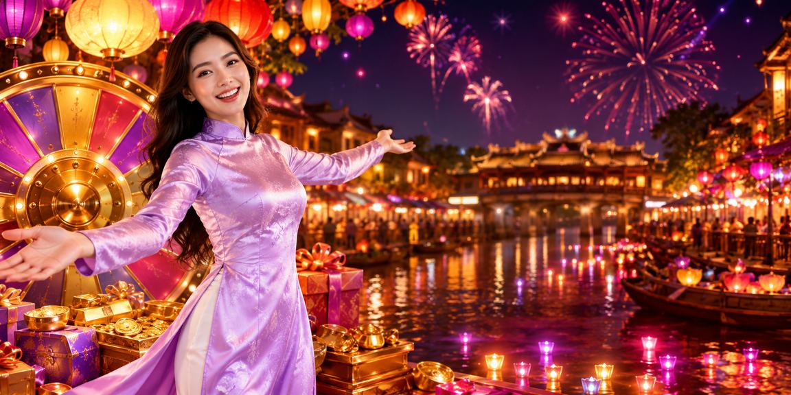 Không khí lễ hội rút thăm may mắn tại Huế với trang phục áo dài truyền thống