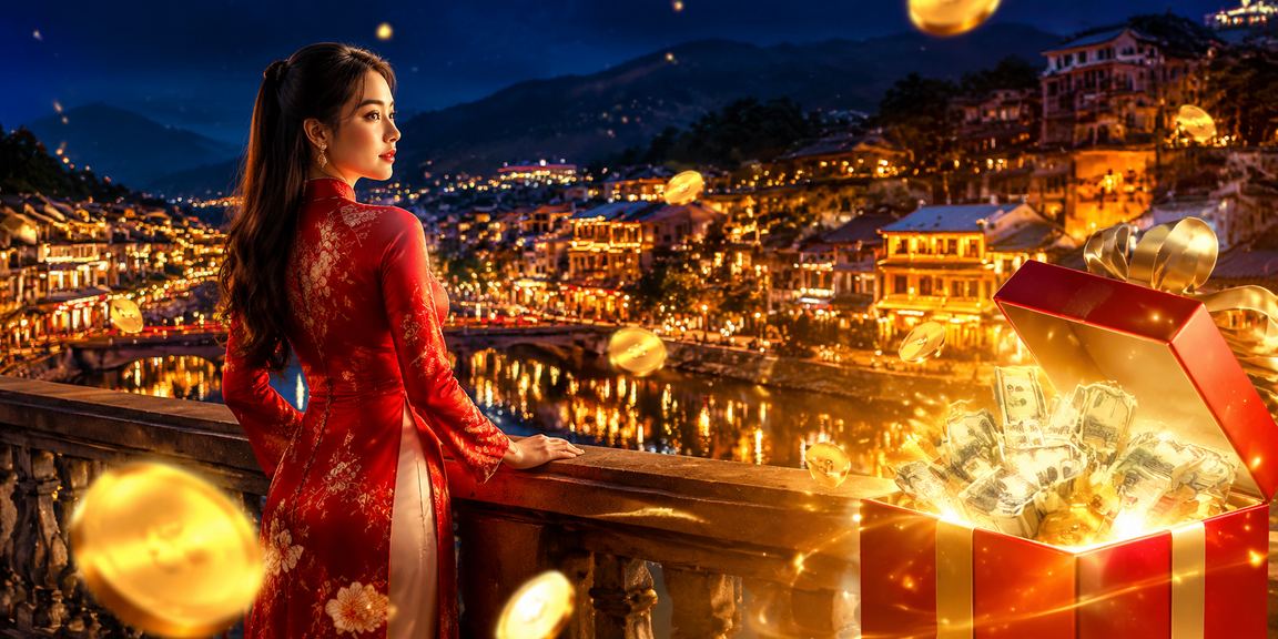 Người phụ nữ mặc áo dài trải nghiệm casino app tại Sapa